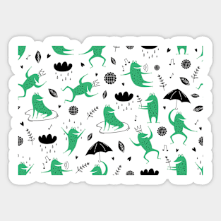 Frogs and Rain Clouds Sticker